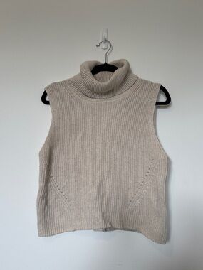 French Connection Sleeveless Turtleneck Sweater in Cream